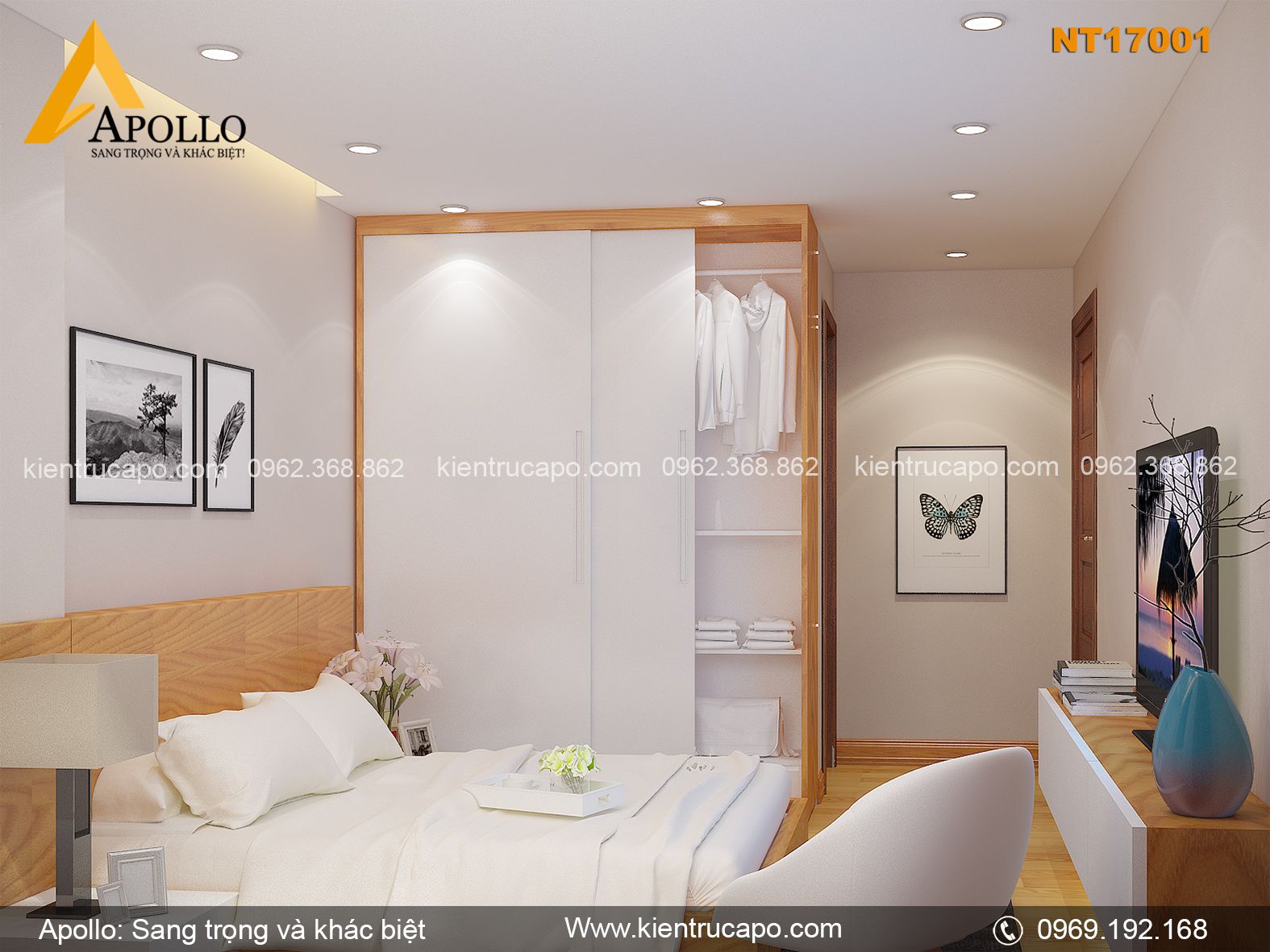 Thiết kế nội thất chung cư hiện đại trẻ trung (NT17001)